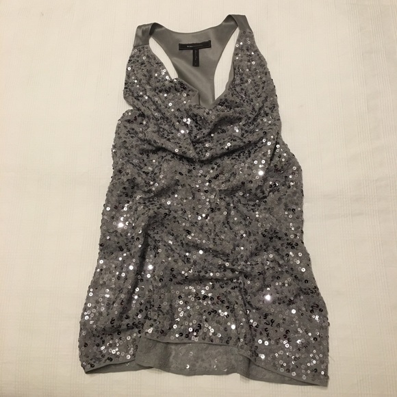 BCBGMaxAzria silver sequinned tank - Picture 3 of 5